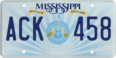 MS license plate ACK458