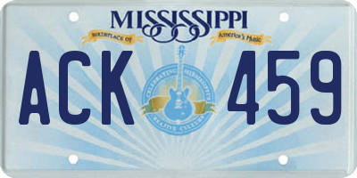 MS license plate ACK459