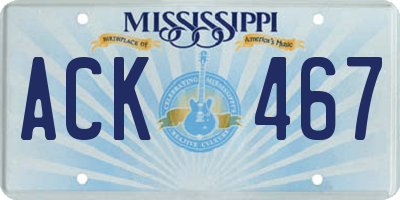 MS license plate ACK467