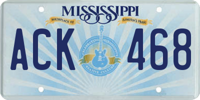 MS license plate ACK468