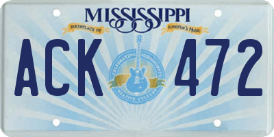 MS license plate ACK472
