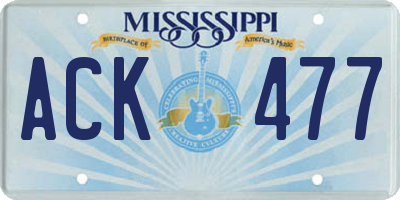 MS license plate ACK477