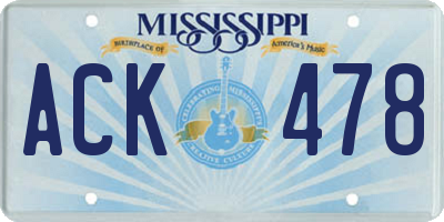 MS license plate ACK478