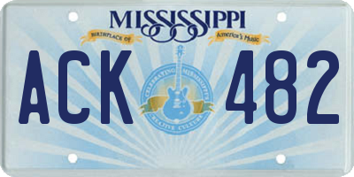 MS license plate ACK482
