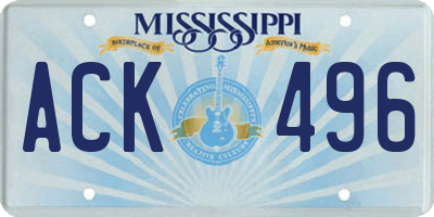 MS license plate ACK496