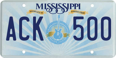 MS license plate ACK500