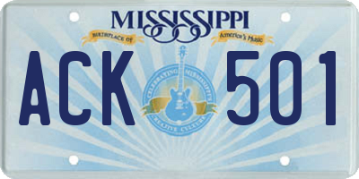 MS license plate ACK501