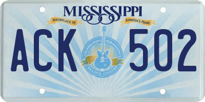 MS license plate ACK502