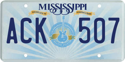 MS license plate ACK507