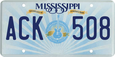 MS license plate ACK508