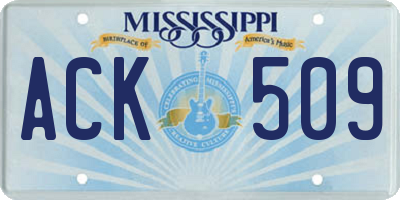 MS license plate ACK509