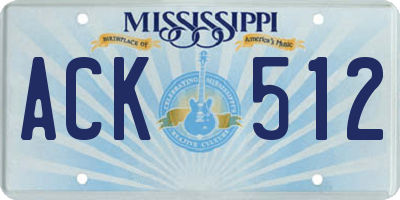 MS license plate ACK512