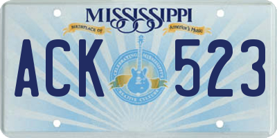 MS license plate ACK523
