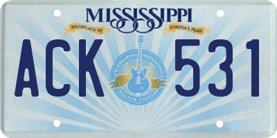 MS license plate ACK531