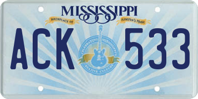 MS license plate ACK533