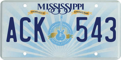 MS license plate ACK543