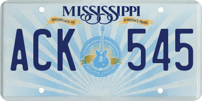 MS license plate ACK545