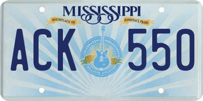 MS license plate ACK550