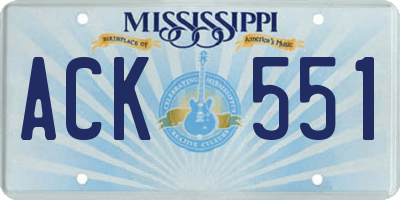 MS license plate ACK551