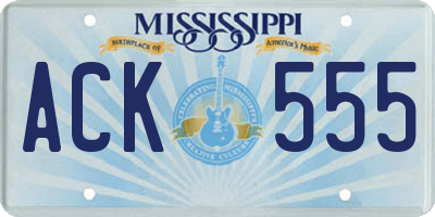 MS license plate ACK555
