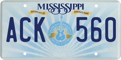 MS license plate ACK560
