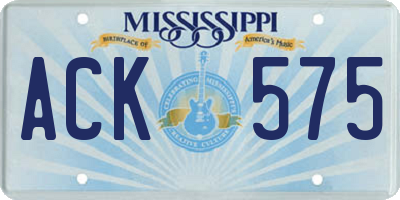 MS license plate ACK575
