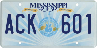 MS license plate ACK601