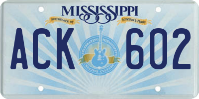 MS license plate ACK602