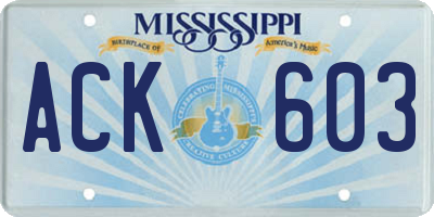 MS license plate ACK603