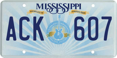 MS license plate ACK607