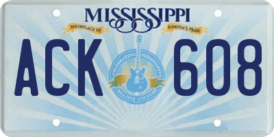 MS license plate ACK608