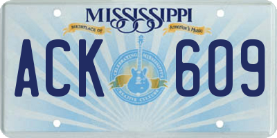 MS license plate ACK609