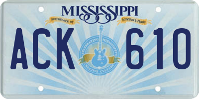MS license plate ACK610