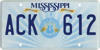 MS license plate ACK612