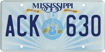 MS license plate ACK630