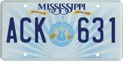 MS license plate ACK631