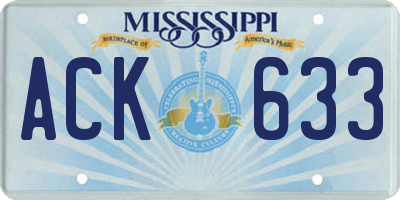 MS license plate ACK633