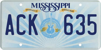 MS license plate ACK635