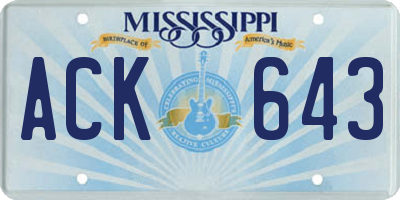 MS license plate ACK643