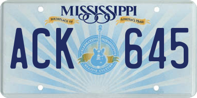 MS license plate ACK645