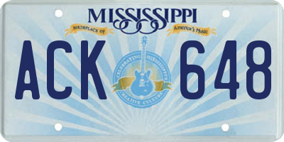 MS license plate ACK648