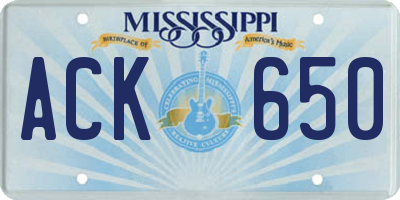 MS license plate ACK650