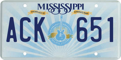 MS license plate ACK651