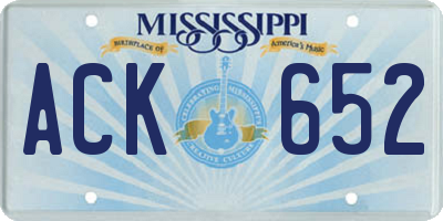 MS license plate ACK652