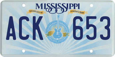 MS license plate ACK653