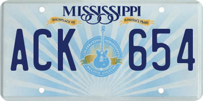 MS license plate ACK654