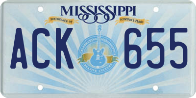 MS license plate ACK655
