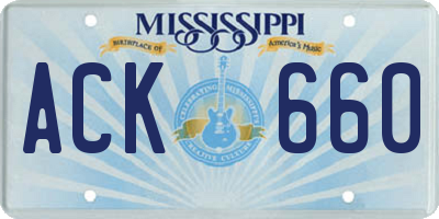MS license plate ACK660