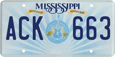 MS license plate ACK663