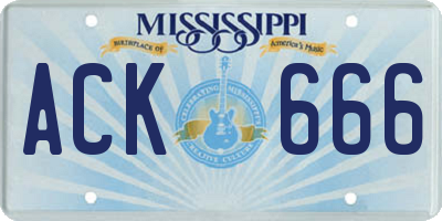 MS license plate ACK666